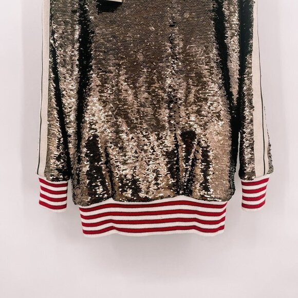 Palm Angels Sequin Track Jacket Zip Up Striped Oversized Coat Chocolate Brown - Picture 12 of 17